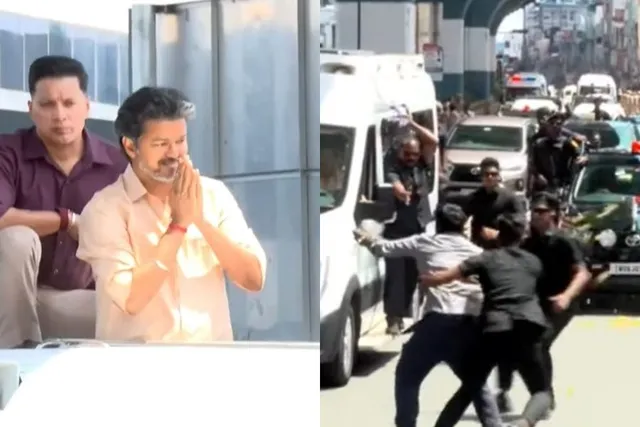 முதல்வர் விஜய் வாகனம் முன் பாய்ந்த இளைஞர்