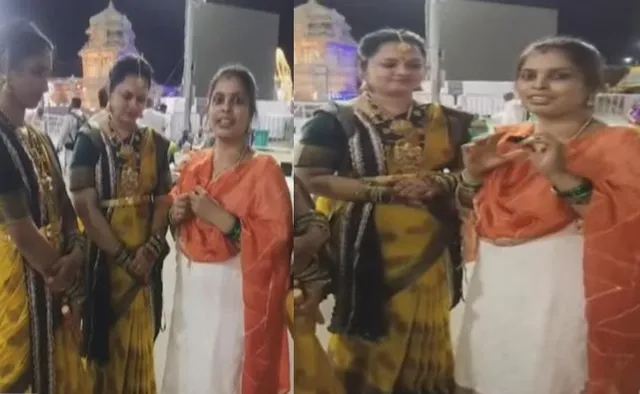 తిరుమల ఆలయం ముందు మహిళ రీల్స్ తిరుమల ఆలయం ముందు మహిళ రీల్స్
