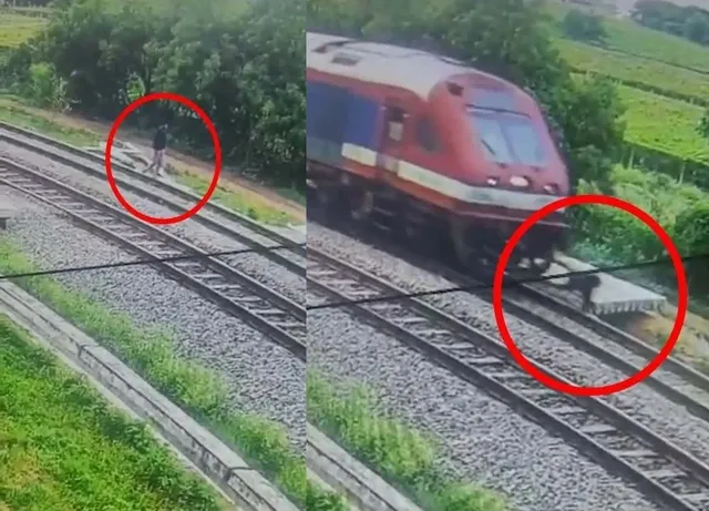 ఇయర్‌ఫోన్స్‌ పెట్టుకుని రైల్వే ట్రాక్‌పై నడుస్తున్న యువకుడిని ఢీకొట్టిన రైలు