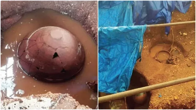 ஆதிச்சநல்லூரில் மழையில் மூழ்கிய முதுமக்கள் தாழிகள்