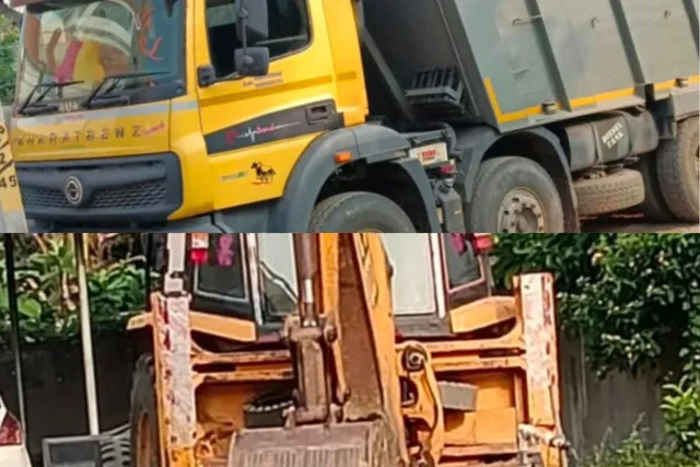 అక్రమ ఇసుక రవాణాలో జేసీబీ, లారీ పట్టివేత అక్రమ ఇసుక రవాణాలో జేసీబీ, లారీ పట్టివేత