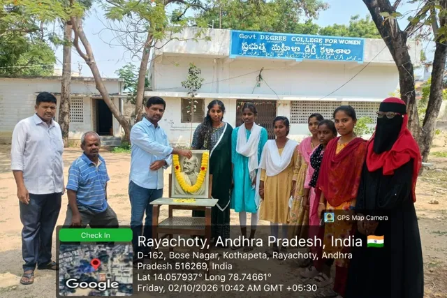 రాయచోటి మహిళా డిగ్రీ కళాశాలలో ఘనంగా గాంధీ జయంతి వేడుకలు రాయచోటి మహిళా డిగ్రీ కళాశాలలో ఘనంగా గాంధీ జయంతి వేడుకలు
