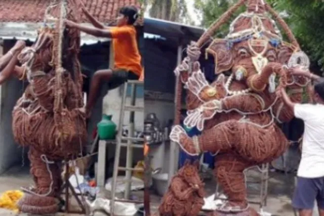 51 ஆயிரம் ருத்ராட்சையில் நர்த்தன விநாயகர்! 51 ஆயிரம் ருத்ராட்சையில் நர்த்தன விநாயகர்!