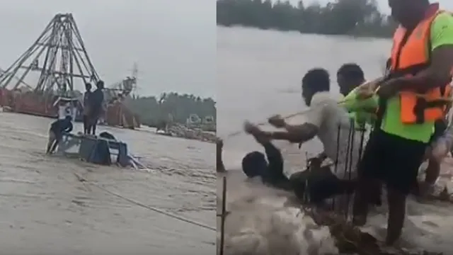 வெள்ளாற்றில் சிக்கிய 9 ராட்டினப் பணியாளர்கள் பத்திரமாக மீட்பு