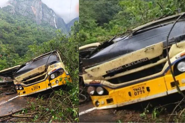 குன்னூர் மலைப்பாதையில் அரசு பேருந்து மீது மண் சரிந்து விழுந்து சேதம்