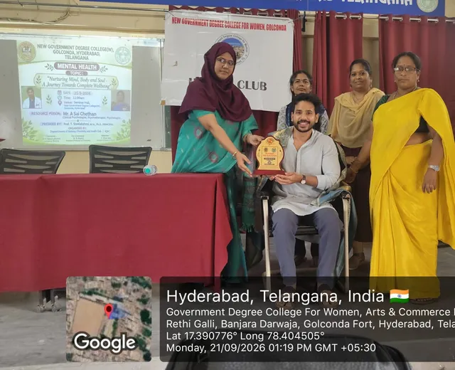 గోల్కొండ మహిళా కళాశాలలో మానసిక ఆరోగ్యంపై అవగాహన సదస్సు గోల్కొండ మహిళా కళాశాలలో మానసిక ఆరోగ్యంపై అవగాహన సదస్సు