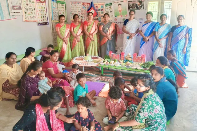 పెగడపల్లి: అంగన్వాడి కేంద్రంలో పోషణ మాసం వేడుకలు