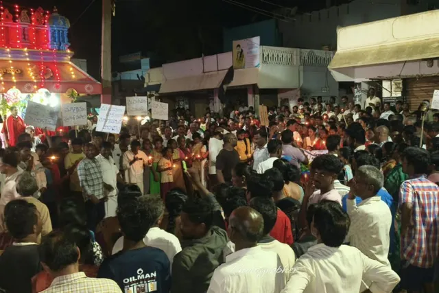 మైనింగ్ భూ సర్వేను నిరసిస్తూ భారీగా కొవ్వొత్తుల ర్యాలీ