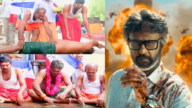 ரஜினி ரசிகர்கள் மண் சோறு சாப்பிட்டு சிறப்பு வழிபாடு