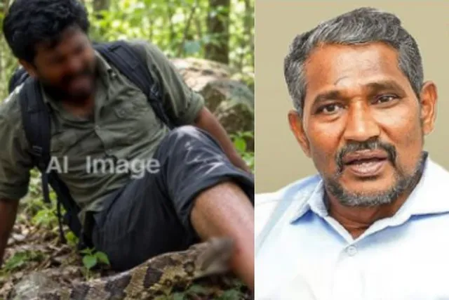 அமைச்சர் வன்னி அரசுடன் வந்த நபரை கடித்த மலைப்பாம்பு