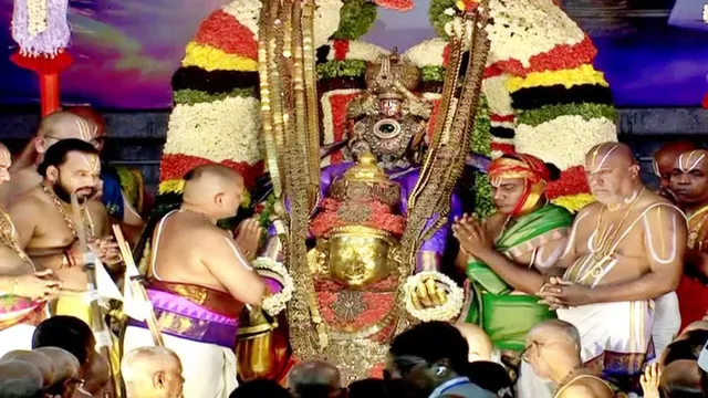 Garuda Seva during the evening Srivari Brahmotsavam
