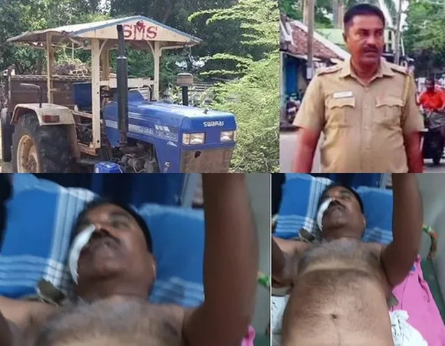மணல் கடத்தலை தடுக்கச் சென்ற எஸ்எஸ்ஐ மீது டிராக்டர் மோதல்