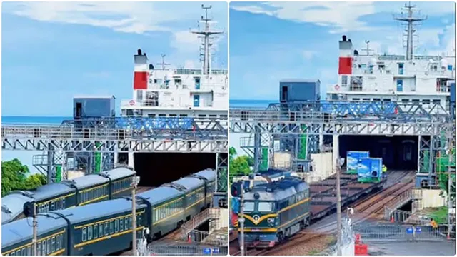 ரயிலையே கப்பலில் ஏற்றும் சீனாவின் வியக்க வைக்கும் தொழில்நுட்பம்